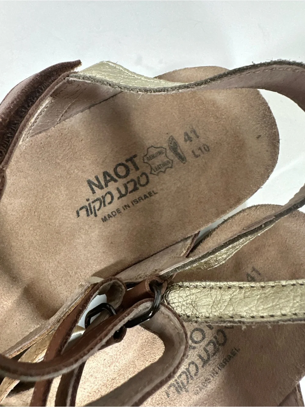 Naot Hero Size 41 Women's Brown and Metallic Slingback Sandals